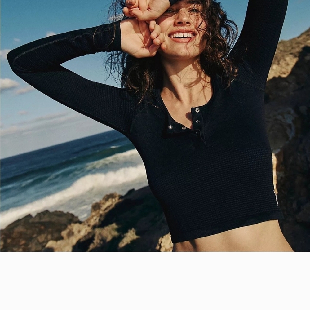 Free People Movement Women's Black Long Sleeve Top